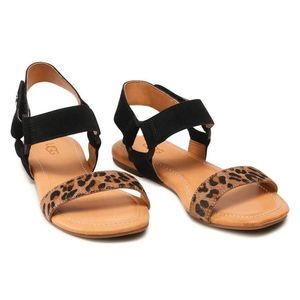 UGG Women's Rynell Leopard Flat Sandals - Black 7M